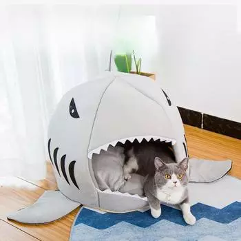 Гнездо для кошек можно использовать в любое время года. Весной и летом. Гнездо для акул. Маленькая собачка. Тедди. Складная, съемная и моющаяся кровать для кошек двойного назначения. S size 36 * 36 * 34cm