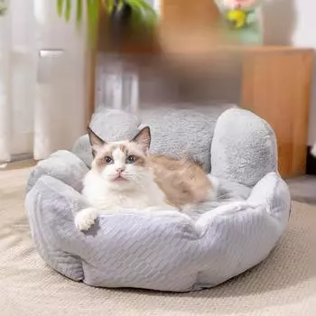 Гнездо для кошек на все времена года, полузакрытая кровать для котят, спальный коврик, диван для кошек, будка для животных, зимние теплые товары для животных 62*45*28cm