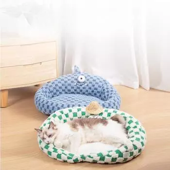 Гнездо для кошек Полуоткрытое гнездо для домашних животных Осенне-зимнее теплое всесезонное универсальное гнездо Товары для кошек Гнездо для домашних животных двойного назначения 60*45*15 cm