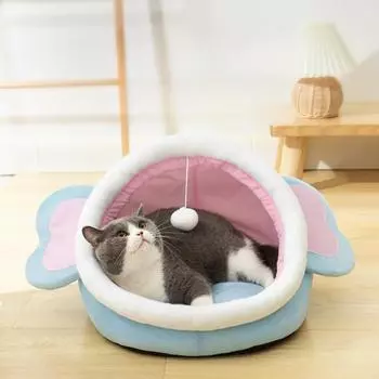Гнездо для кошек Полуоткрытое гнездо для домашних животных Зимний теплый домик для собак Дом для кошек Товары для домашних животных Товары для маленьких и средних собак и кошек S