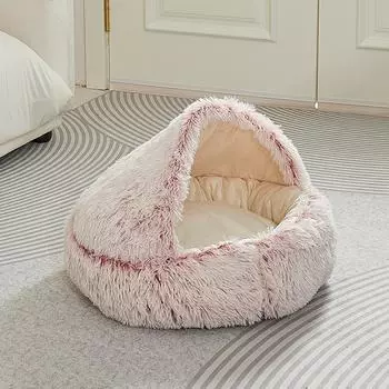 Гнездо для кошек с длинной шерстью, одеяло для домашних животных, универсальное зимнее теплое полузакрытое спальное место для кошек s-