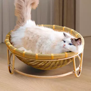 Гнездо для кошки из бамбука, кровать-стол, легкий летний домик, дышащий спальный коврик, всесезонный 35cm