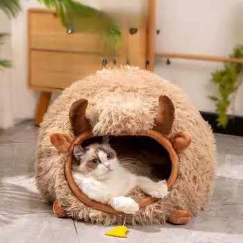 Гнездо для кошки Новое гнездо для яка Осень и зима Закрытое гнездо для кошки Кровать для котенка Зимнее теплое гнездо для собаки Гнездо для питомца 45*40*40cm
