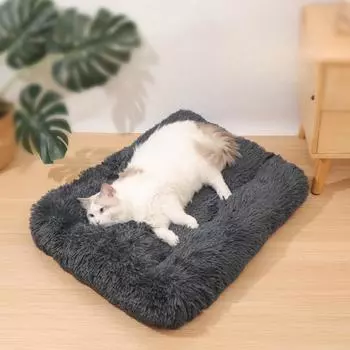 Гнездо для кошки, плюшевый квадратный коврик, утолщенный, всесезонный, теплый, спальный коврик, кровать для питомца, будка, товары для животных M