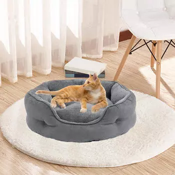 Гнездо для кошки с нескользящим дном, моющееся, мягкое, для сна в помещении для кошек, собак Gray S