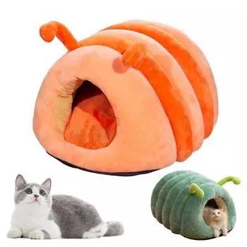 Гнездо для кошки со съемной подушкой в форме червяка, клетка для животных с защитой от влаги, дно с защитой от ветра, сохранение тепла, лежанка для кошки, пещера, зимний домик для кошки S зелёный