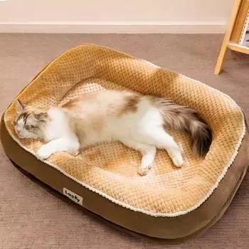 Гнездо для кошки Теплый спальный домик для собаки Коврик для сна зимой Съемная и моющаяся кровать для собаки Кровать для кошки Утолщенный коврик для кошки зимой S