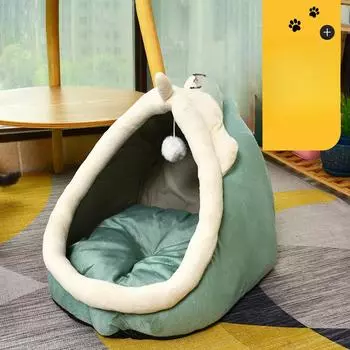 Гнездо для кошки Зимнее полузакрытое теплое гнездо для питомца Plus Velvet Round Pet Nest Pet Cat Nest S