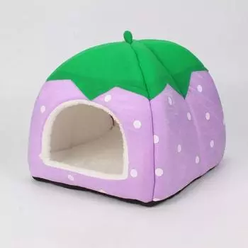 Гнездо для питомца, клубничный домик для хомяка, теплая и удобная кровать для маленьких животных, клетка, аксессуары для осени и зимы, аксессуары для домашних животных S розовый