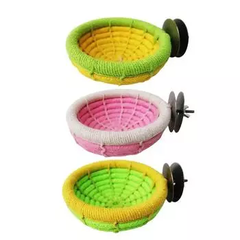 Гнездо для птиц из хлопковой веревки, легко устанавливается, дышащая, подвесная кровать для птиц, удобный, сделанный вручную, домик для попугаев снаружи жёлтый