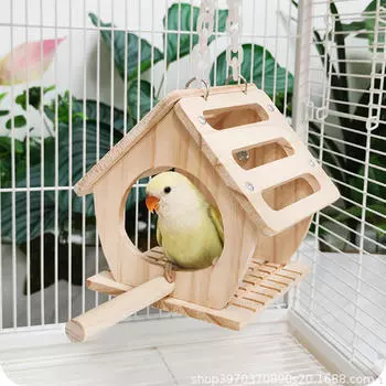 Гнездо для птиц, клетка, деревянная подвесная кровать, спящий попугай, игровая стойка, укрытие, домик
