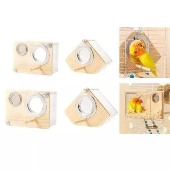 Гнездо для птиц, клетка, деревянное укрытие, гнездо, клетка для попугаев, окно, гнездовой ящик, среда обитания для небольших декораций для птичьих клеток S
