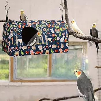 Гнездо для птиц, подвесной гамак для попугаев, спальная кровать, которую можно стирать, подвесная пещера для домашних попугаев, счастливая хижина для попугаев, корелла темно-синий