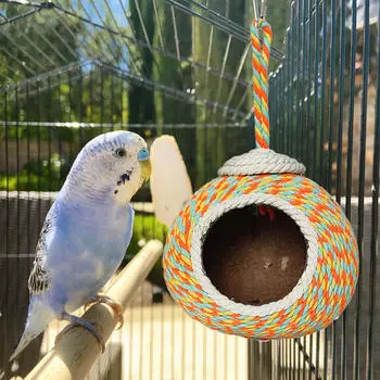 Гнездо для разведения птиц, гнездовой домик для попугаев, аксессуары для клеток, хижина, укрытие для маленьких и средних птиц, воробьев With Screws