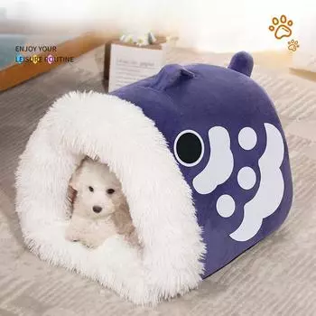 Гнездо для собак и кошек, удобное осенне-зимнее гнездо для маленьких рыбок, симпатичное, теплое и утолщенное гнездо для домашних животных, гнездо для глубокого сна домашних животных M (38 * 30 * 28)