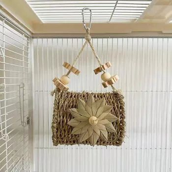 Гнездо из соломы для птиц, Игрушки, Жевание, Кусание, Сидение, Стояние, Аксессуары для клетки, Творчество для