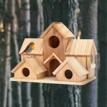 Гнездо колибри Деревянный домик для птиц Убежище на заднем дворе Место для отдыха Скворечник Подвесной домик для попугая