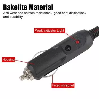 Гнездо прикуривателя автомобиля 15A Предохранитель 12V-24V Зажим типа «крокодил» Удлинитель для аккумулятора Адаптер для вилки-штекера Шнур питания чёрный