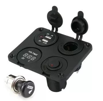 Гнездо прикуривателя DC 12V-24V для автомобиля, лодки, двойное USB-зарядное устройство, вольтметр, панель с переключателями для автомобиля