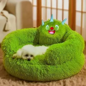 Гнездо с длинной шерстью, мультяшный монстр, гнездо для питомца, коврик для собаки, гнездо для кошки, универсальное моющееся творческое индивидуальное милое плюшевое изделие на все времена года M