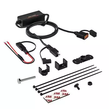 Гнездо зарядки на руль мотоцикла, одинарное USB 5 В 3 А / 12 В 1,5 А для мобильного телефона