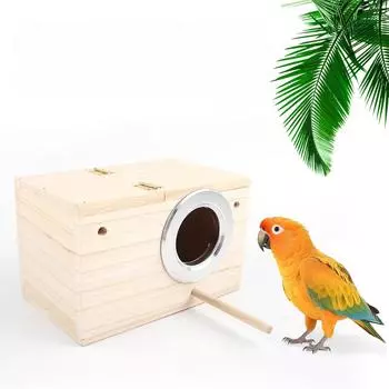 Гнездовой домик для попугаев, домик для птиц, деревянный ящик для разведения попугаев, ящик для спаривания неразлучников, волнистых попугайчиков, амадин, какаду, канареек и птиц среднего размера M