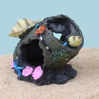 Гнилые обломки ведра. Затонувший лес. Дом креветок. Дом-убежище. Смола ремесла. Украшения для рыбных танков. Ландшафтный дизайн аквариума One Size чёрный