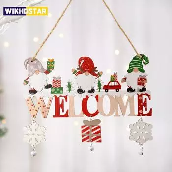 Гном Санта-Клаус деревянные подвесные украшения 2024 веселые рождественские украшения для домашней двери рождественские елочные подвески Navidad Новый год A