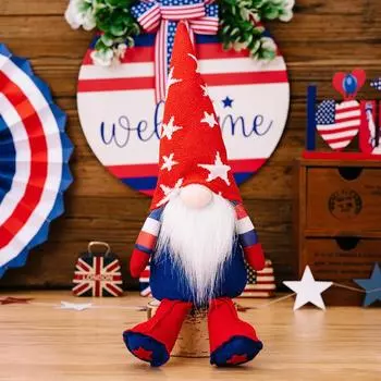 Gnome Patriotic Unique Doll With Long Legs And American Flag Design For Display Holiday Star Gnome Men
