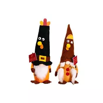 Гномы на День благодарения, украшения, скандинавские осенние томты, гномы на осенний сезон, фигурка гнома из индейки для многоярусного подноса, гномы на День благодарения One Size чёрный