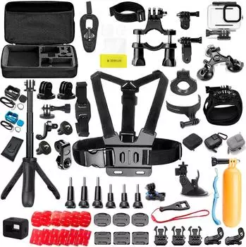 Go Pro Аксессуары для GoPro 13 12 11 10 9 Сумка для переноски Водонепроницаемый чехол Крепления для штатива и шлема Защитный чехол с оголовьем