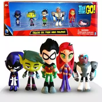 Go Teen Titans Figure Robin Raven Beast Boy Starfire Figurine Model Toys Kids