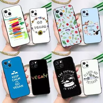 Go Vegan Case For iPhone 15 14 13 12 11 Pro Max XS X XR SE 2020 2022 7 8 Plus 12 13 Mini Cover Shell iPhone 14 Pro