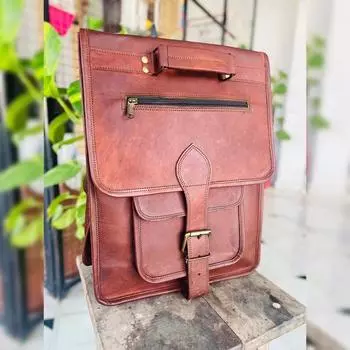 Козья кожаная сумка рюкзак для ноутбука мужской подлинный дорожный женский