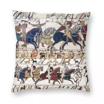 Гобелен BAYEUX NORMAN KNIGHTS ARCHERS квадратная наволочка из полиэстера, льна, бархата, креативная декоративная наволочка на молнии, чехол для комнаты 30x30cm