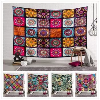 Гобелен для дома, спальни, подвесной гобелен с мандалой, цифровая печать, настенная ткань, многоцветное пляжное полотенце, коврик для йоги, скатерть 100x75cm