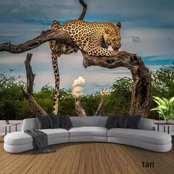 Гобелен для домашнего декора, художественный гобелен для спальни, лесной животный, тигр, леопардовый принт, декоративный гобелен 100x75cm