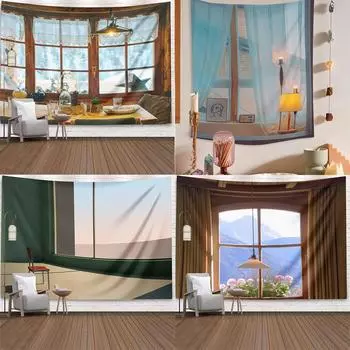 Гобелен для гостиной, фоновая роспись, пляжный коврик, украшение для дома, простой и свежий персонаж, настенный 100x75cm