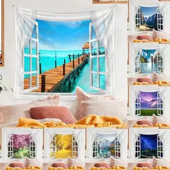 Гобелен для гостиной, спальни, природный лес, горы и реки, принт, модный гобелен для украшения дома 100x75cm