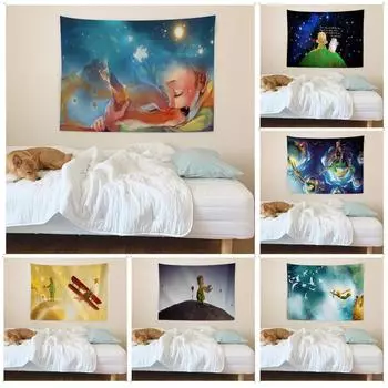 Гобелен для гостиной в офисе Маленький принц Мультфильм Подвесная ткань Домашнее настенное украшение Гобелен 100x75cm