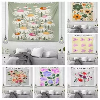 Гобелен для гостиной в офисе, мультяшный простой цветок, подвесная ткань, украшение для дома, гобелен 100x75cm
