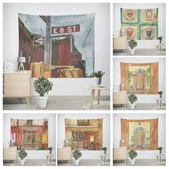 Гобелен для гостиной в офисе, ретро-ностальгический уличный гобелен, настенное украшение для дома 100x75cm
