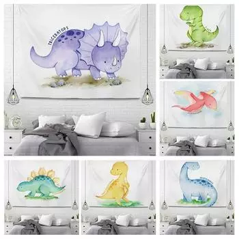 Гобелен для гостиной в офисе с изображением динозавра из мультфильма «Тираннозавр Рекс», подвесная ткань, украшение для стен дома, гобелен 100x75cm