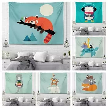 Гобелен для гостиной в офисе с изображением пингвина из мультфильма «Белый медведь», простая подвесная ткань, украшение для стен дома, гобелен 100x75cm