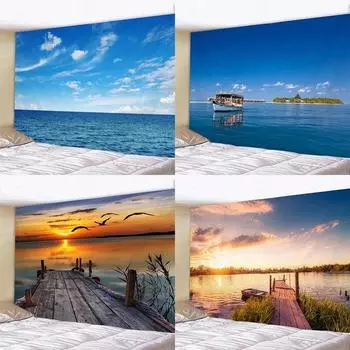 Гобелен для гостиной в офисе с изображением природных пейзажей, подвесная ткань, украшение для стен дома, гобелен 100x75cm