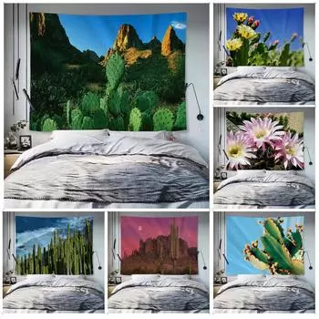 Гобелен для гостиной в офисе с рисунком кактуса, подвесная ткань, украшение на стену дома, гобелен 100x75cm