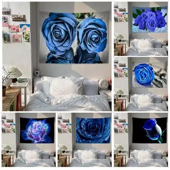 Гобелен для гостиной в офисе Синяя Чародейка Роза Подвесная ткань для украшения стены дома Гобелен 100x75cm
