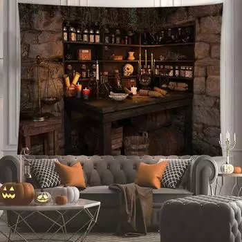 Гобелен для камина, настенный креативный камин, череп, ретро гобелен, настенный, для украшения дома, гостиной, фоновая стена 100X75CM