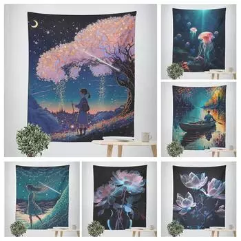 Гобелен для офиса, гостиной, анимационной сцены, красочная подвесная ткань, украшение для дома, стены, гобелен 100x75cm