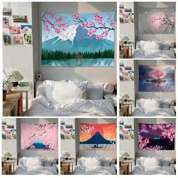 Гобелен для офиса, гостиной, аниме-цветок, цветущая вишня, гобелен для украшения стен дома 100x75cm